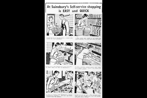 Sainsbury's converted its West Croydon store into its first self-service store in 1950